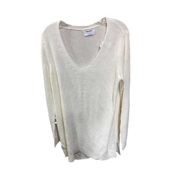 Old Navy White New with Tags Knit V Neck Long Sleeve‎ Sweater - Picture 2 of 4